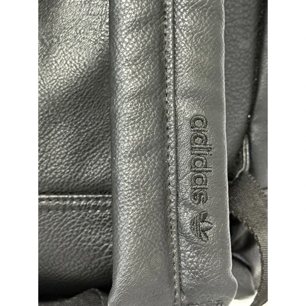 Adidas Originals Pebbled Leather Commuter Backpack Tote Black Trefoil Logo Bag